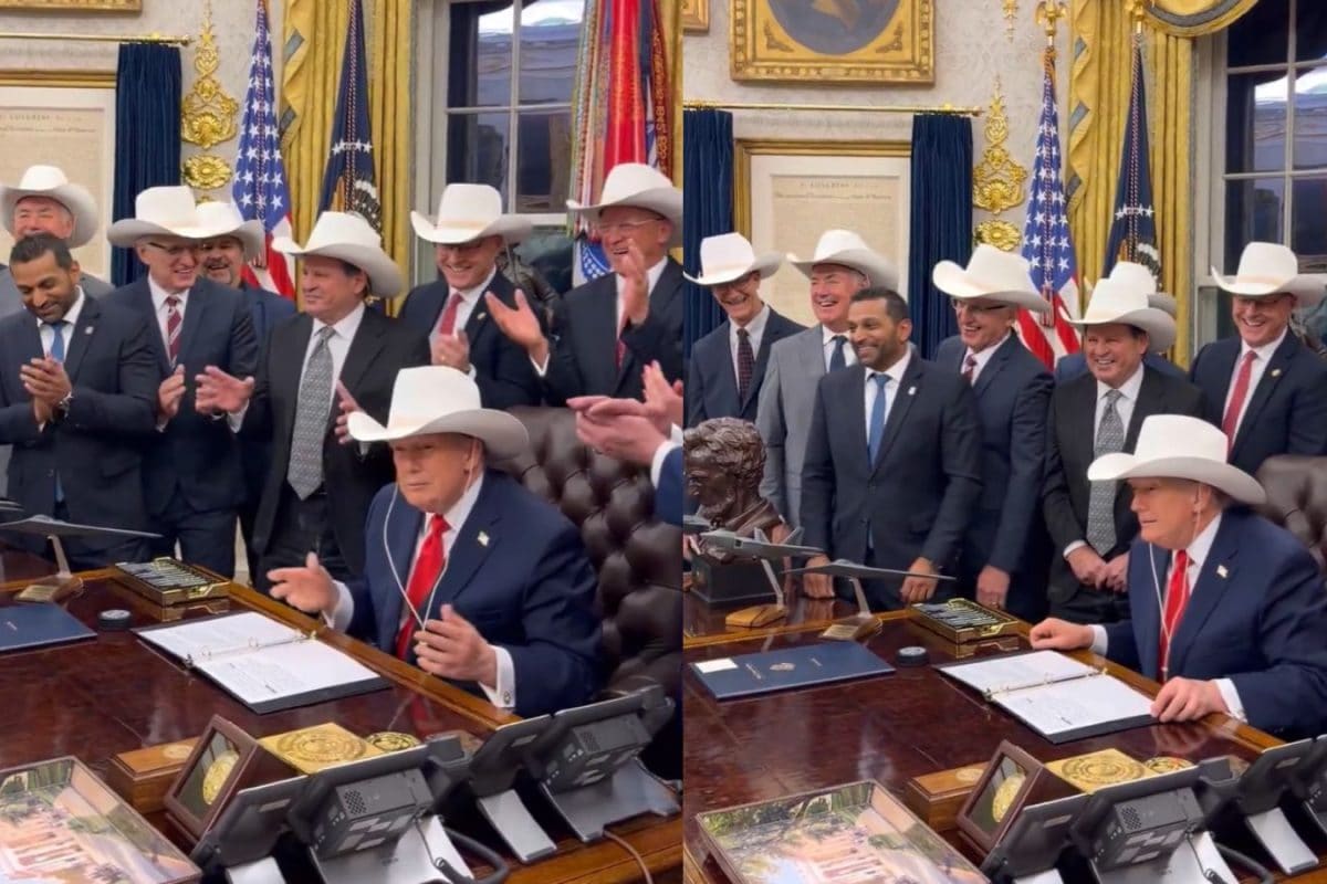 Trump Dons Cowboy Look As He Honours ‘Miracle On Ice’ Team At White House