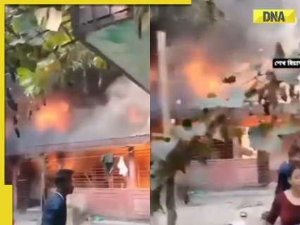 Attack on Hindus in Bangladesh: School teacher Birendra Kumar Dey’s house set on fire in Sylhet district, video circulates on social media, watch