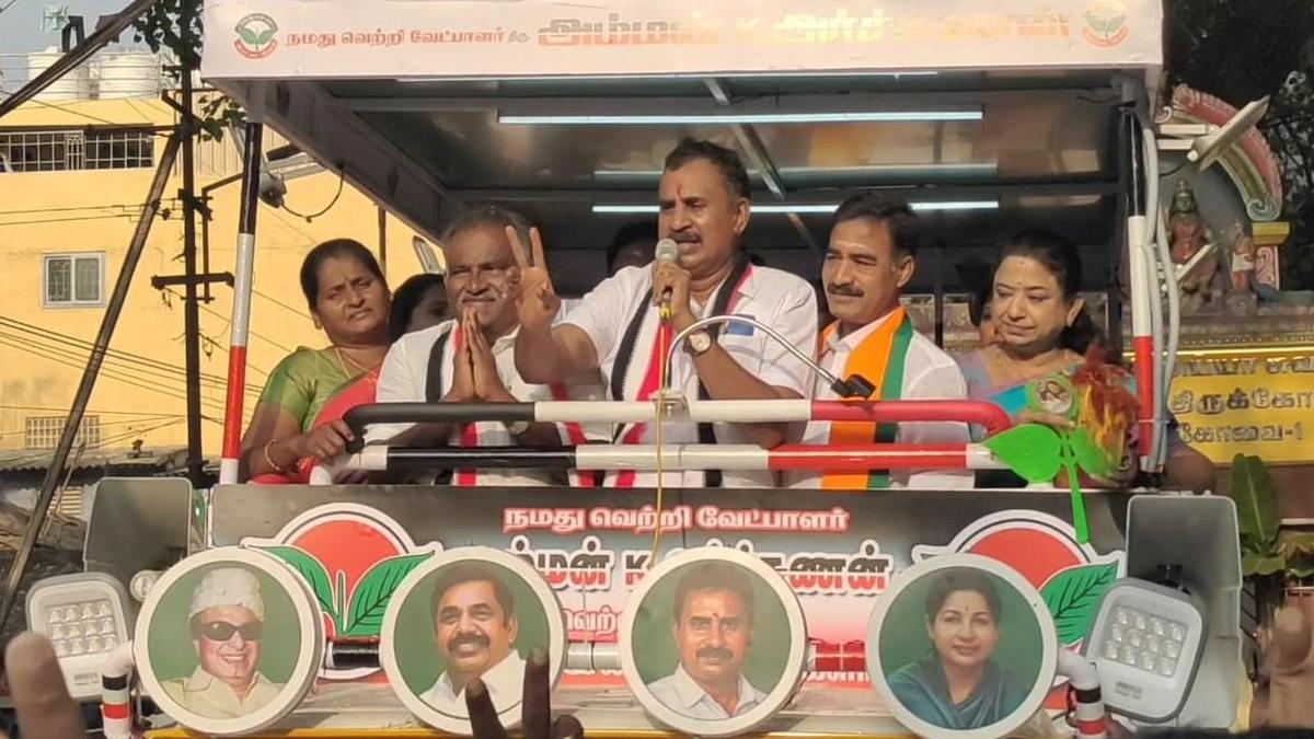 S.P. Velumani campaigns for Amman K. Arjunan in Coimbatore South