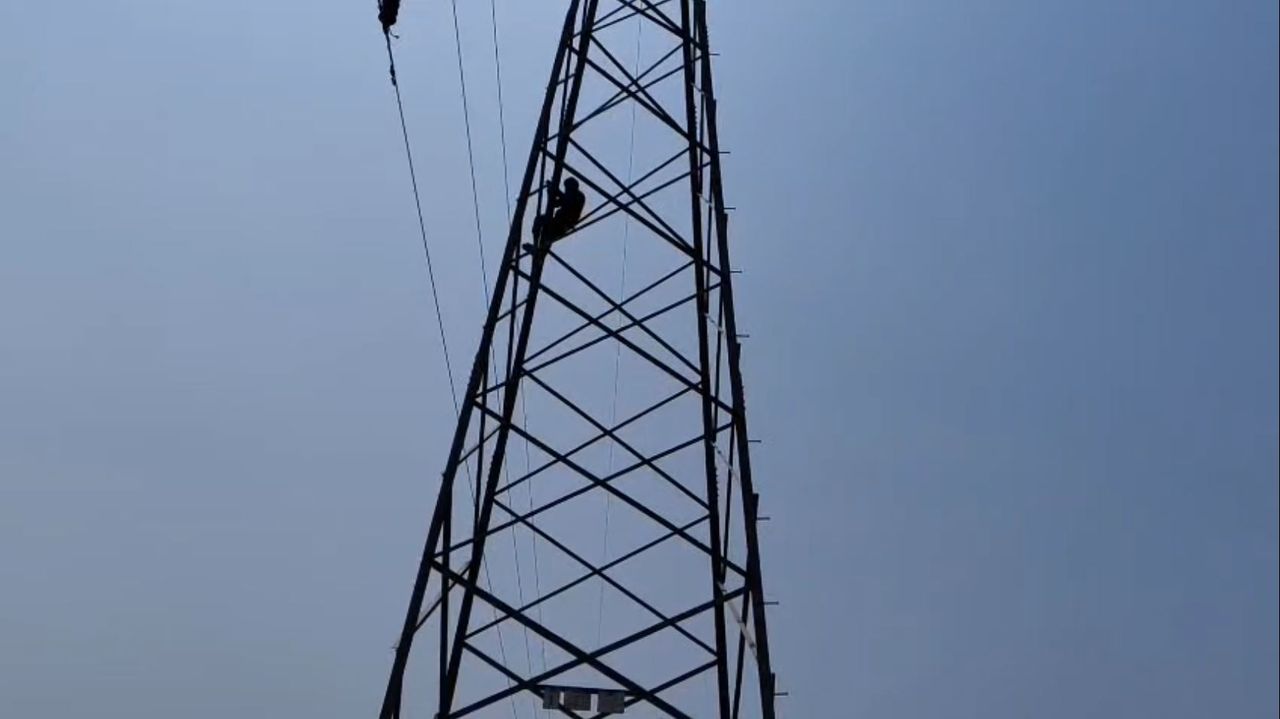 Youth climbs electric tower in Keonjhar, rescued after hours of persuasion